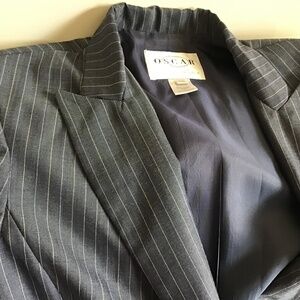 Oscar De La Renta Womens Pin Stripe Blazer Jacket